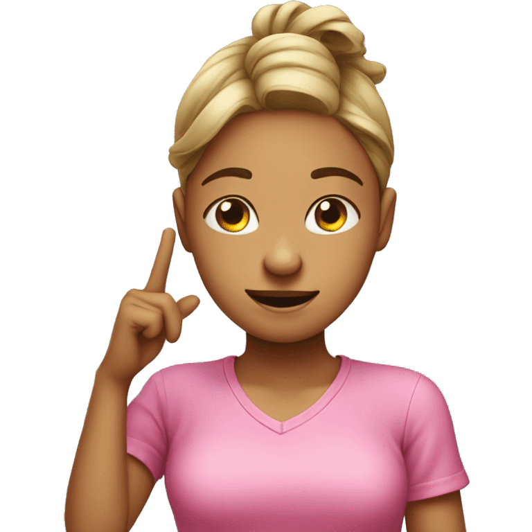 girl in pink shirt dabbing emoji