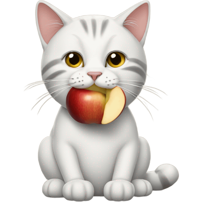 cat eating an apple emoji