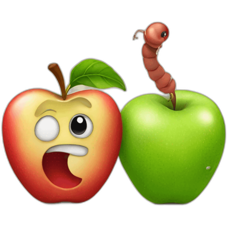 apple and worm emoji