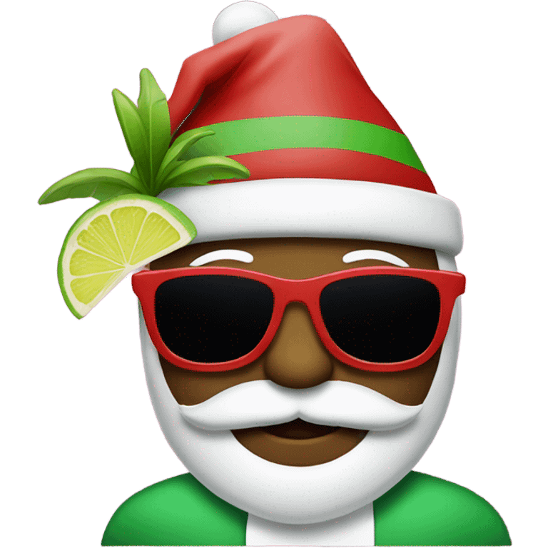 Santa with sunglasses and a margarita  emoji