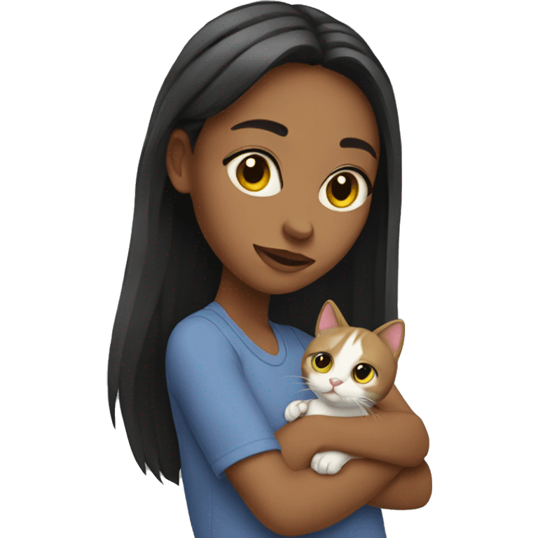 Girl with her cat emoji