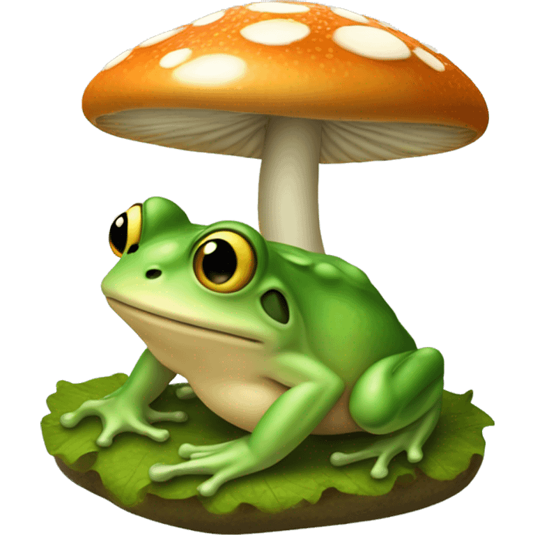 Grenouille a côté d'un champignon emoji