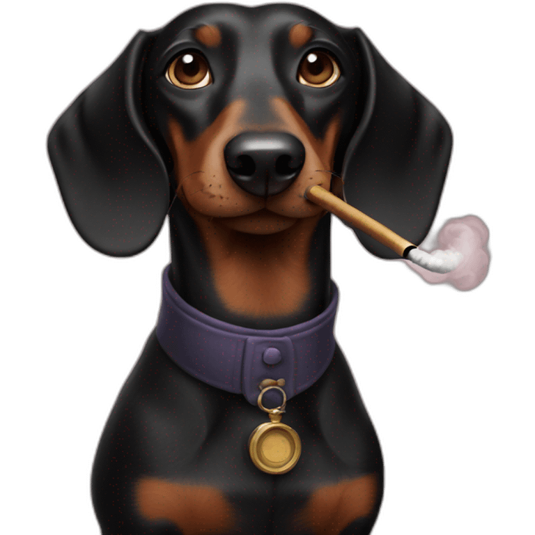 black dachshund smoking a pipe emoji