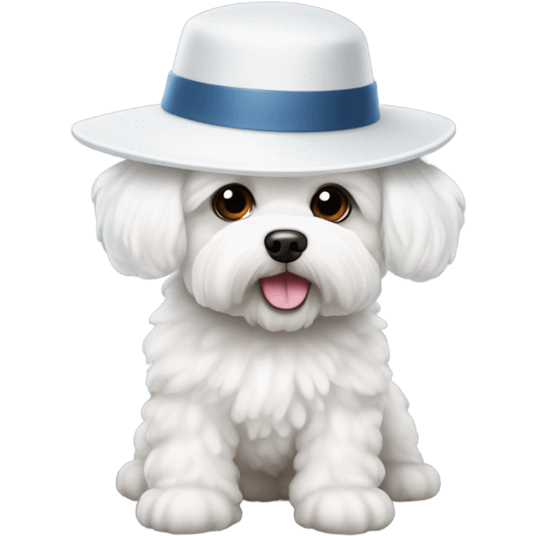 Maltese bichon with a white hat emoji