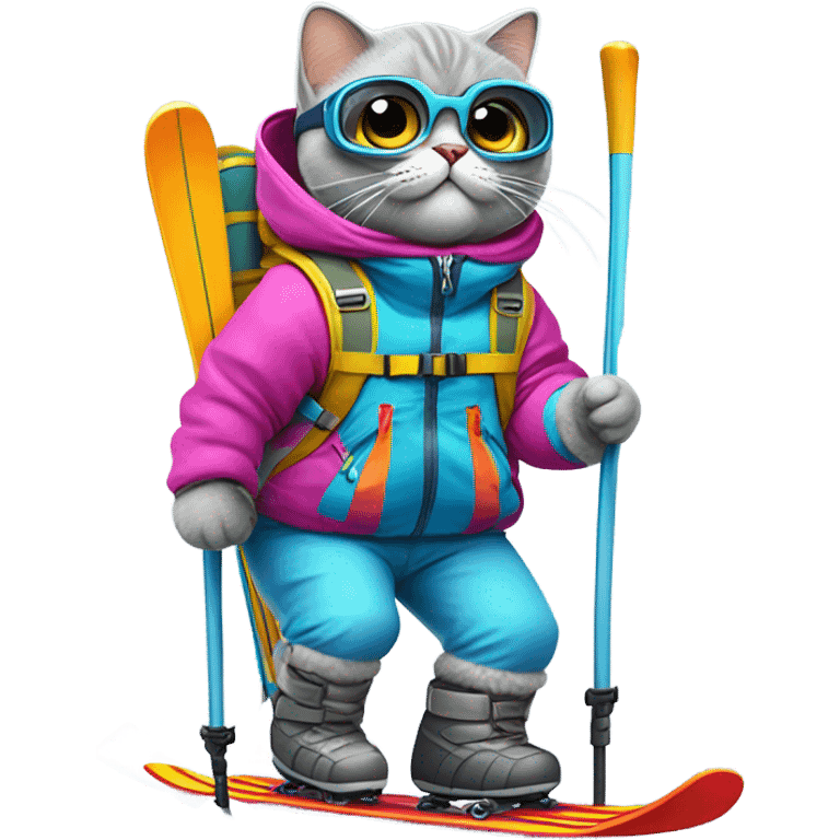 British shorthair cat skiing emoji