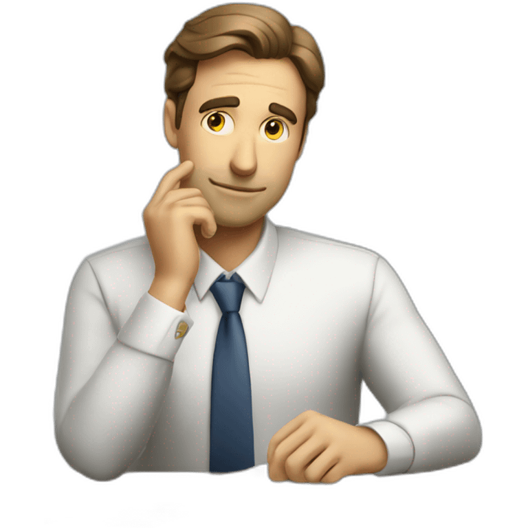 pensive business man checking balance sheets emoji