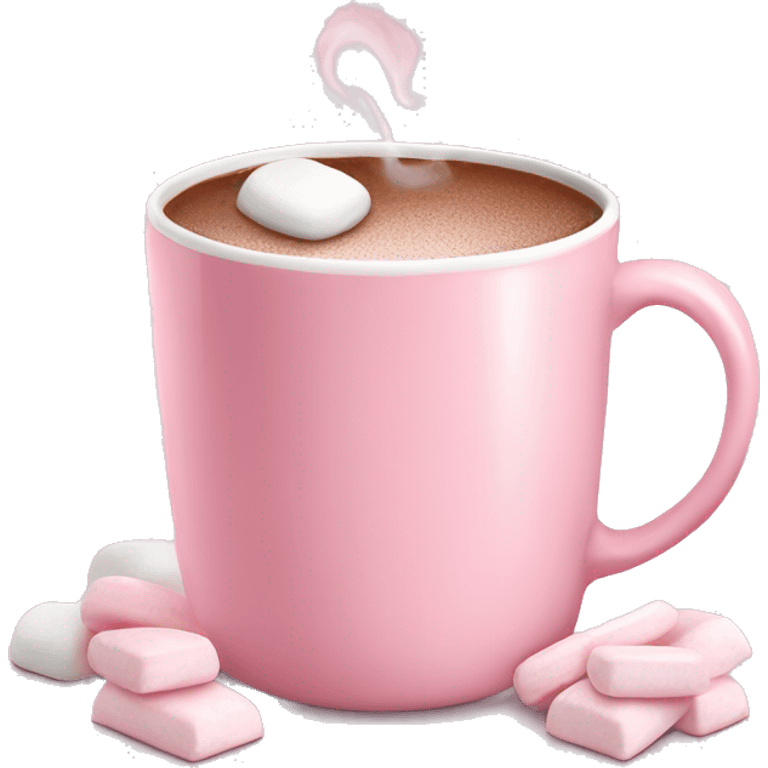 Light Pink mug of hot chocolate with marshmallows  emoji