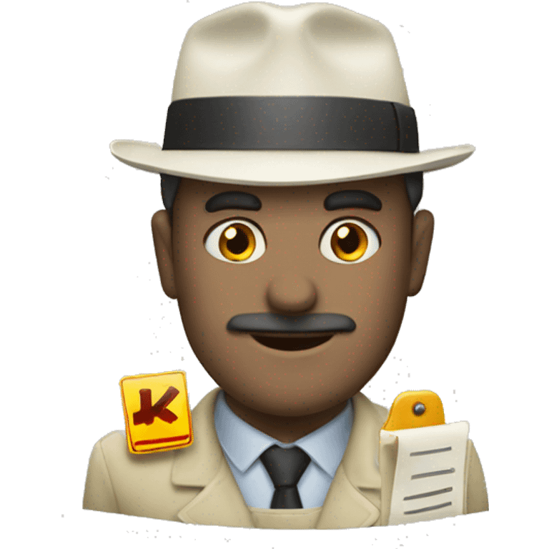 Man inspector with a sign that says Копипаст emoji