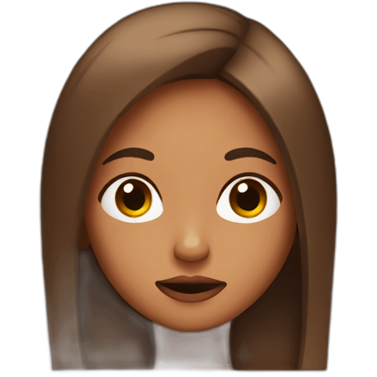 Puzzled brown girl with straight hair emoji