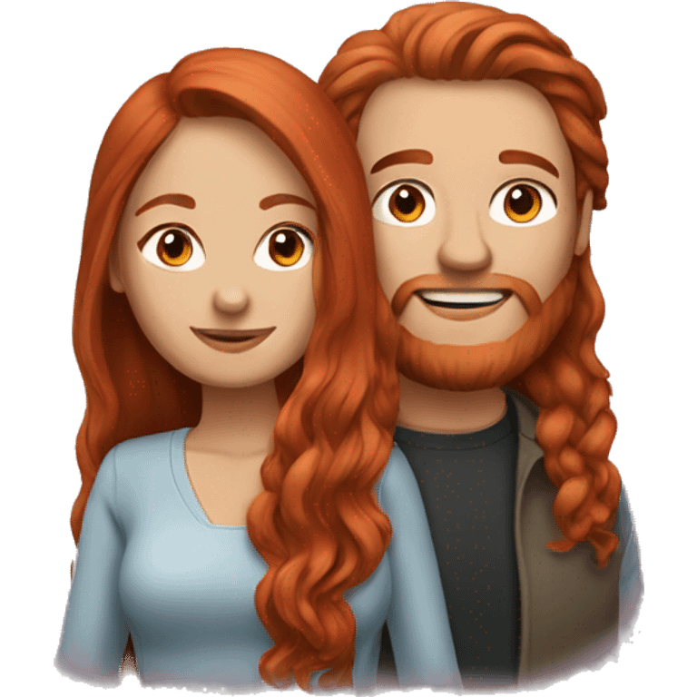 Red haired couple woman with long hair emoji