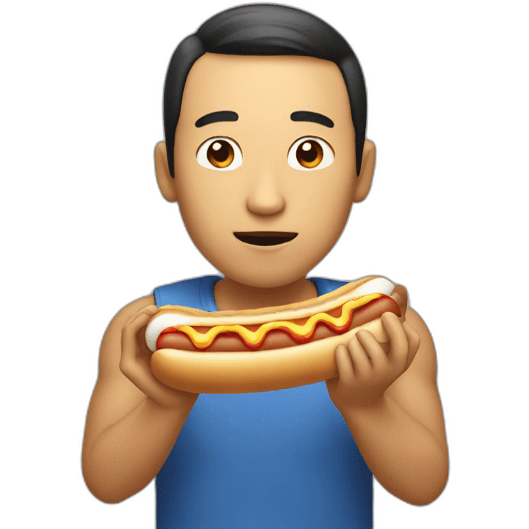 A Chinese man eating a hot dog  emoji