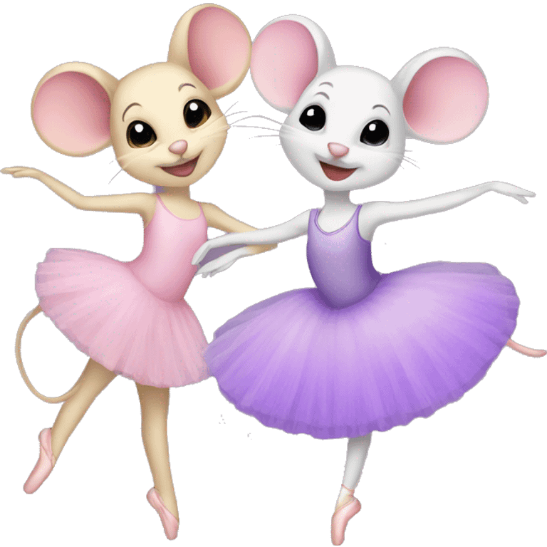 Mice Ballerina Best Friends pink and purple emoji