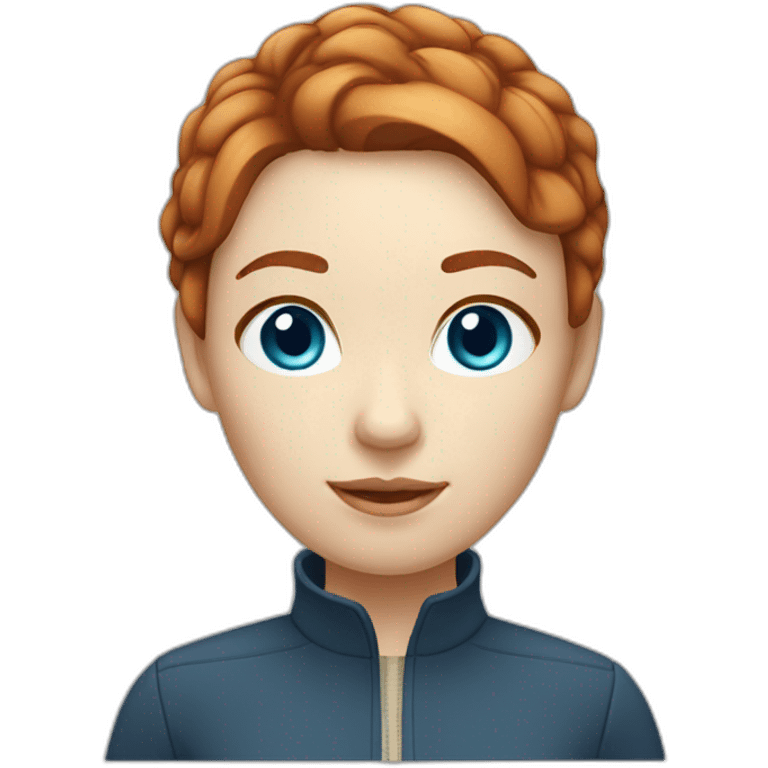 Dark gingerhair woman with short hair, blue eyes and light beige skin  emoji