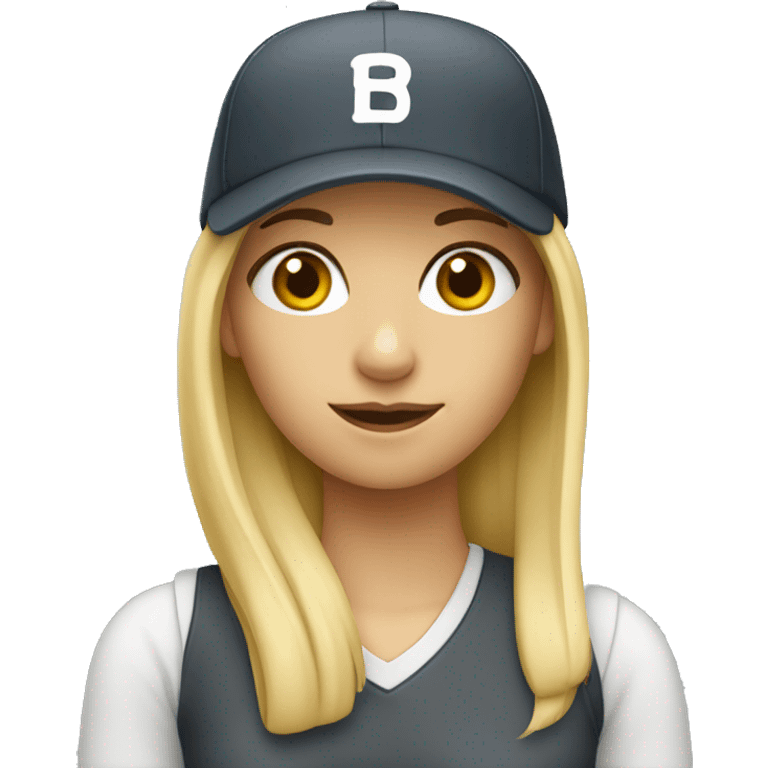 long Blond girl wearing ball cap emoji