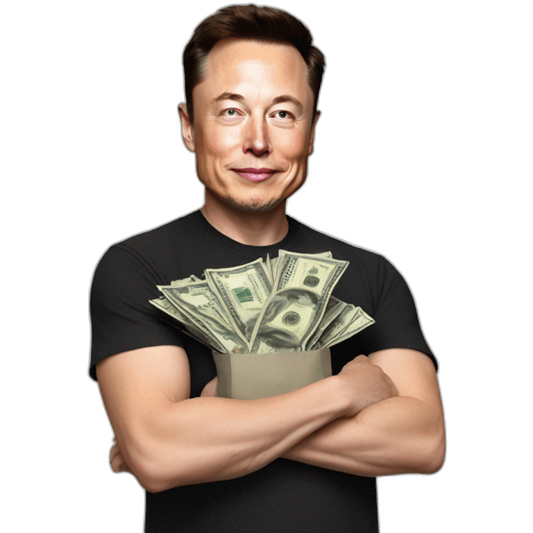 elon musk with cash on hand emoji