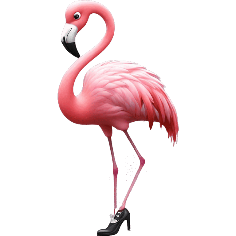 Flamingo with tap dancing shoes emoji