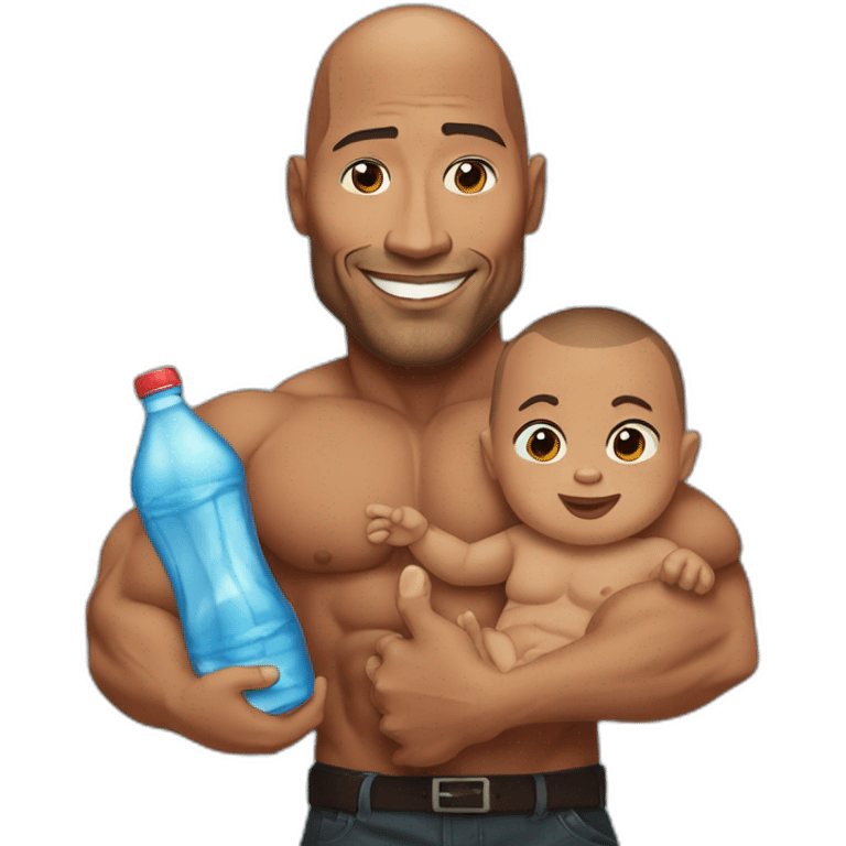 Dwayne Johnson avec un bébé et une bierre emoji