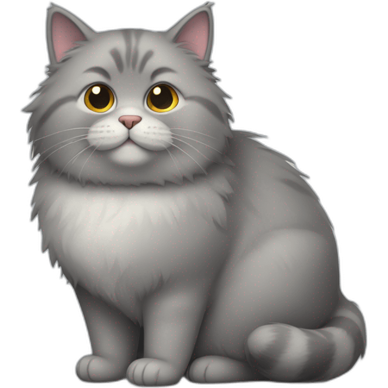 gray fat and fluffy cat emoji