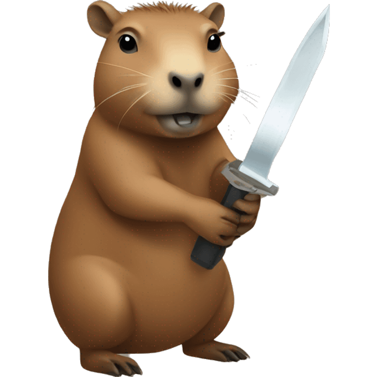 Capybara holding a switch blade emoji