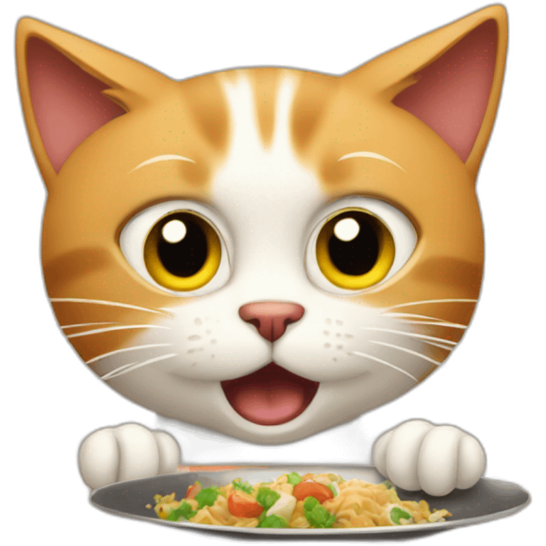 cat disgusted at dinner table emoji