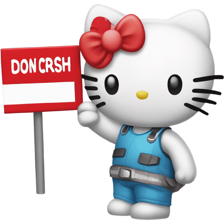 Hello kitty holding a sign that says “don’t crash out” emoji