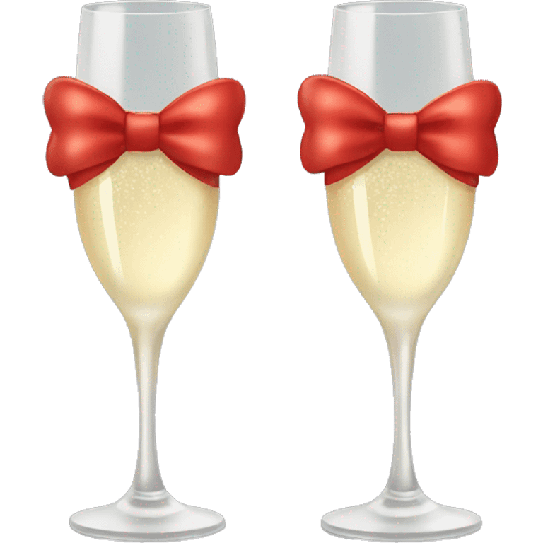 champagne glasses with red bow  emoji