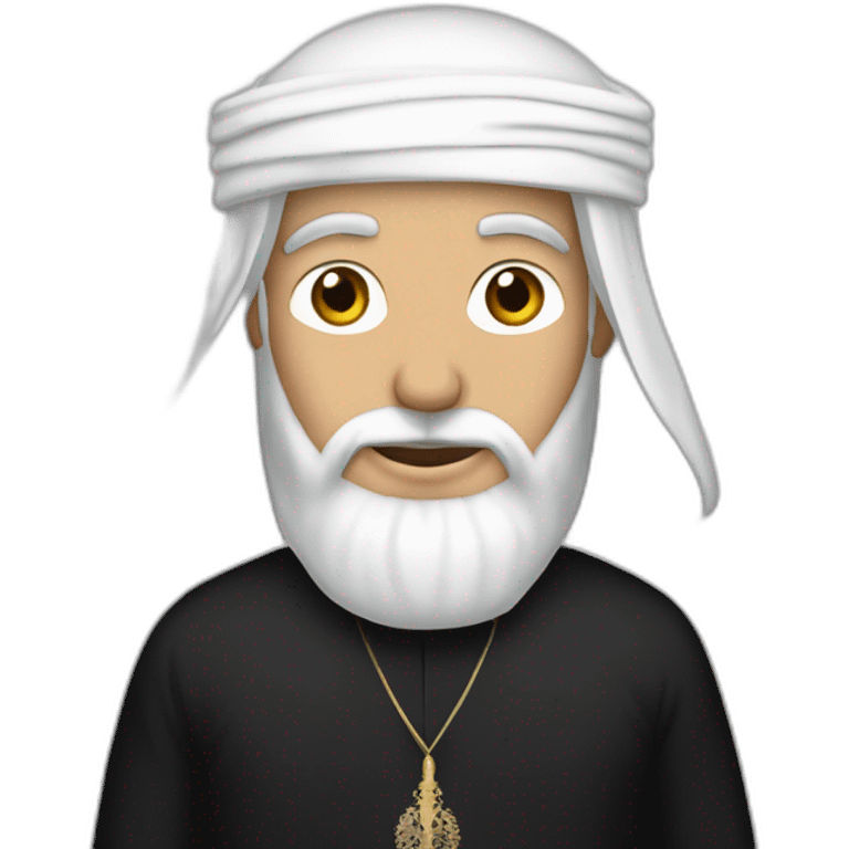 White man wearing black omani musar, with white dishdasha emoji