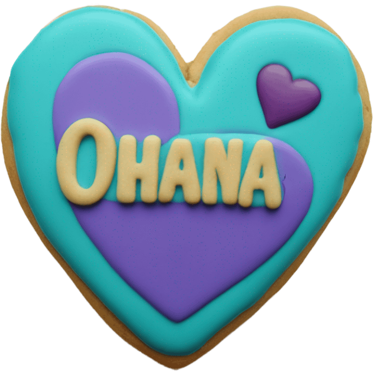 Teal purple Cookie heart with ohana emoji