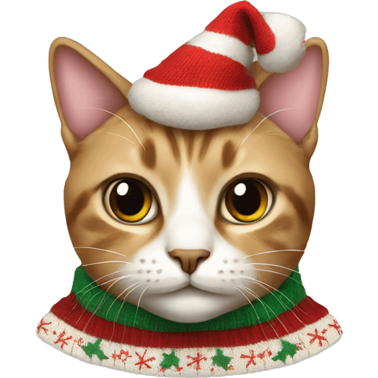 Cat wearing a christmas sweter emoji