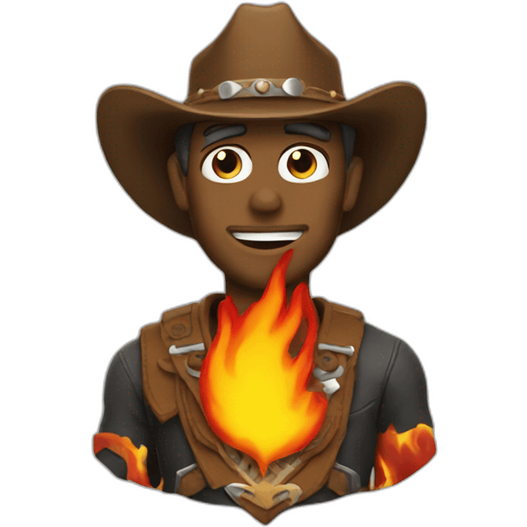 cowboy wearing a flaming hat emoji