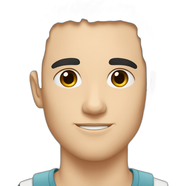 young caucasian man, black hair, shaved emoji