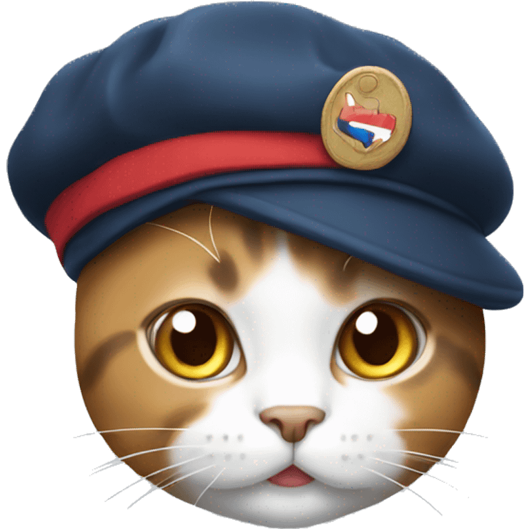 Tricolor cat wearing beret emoji