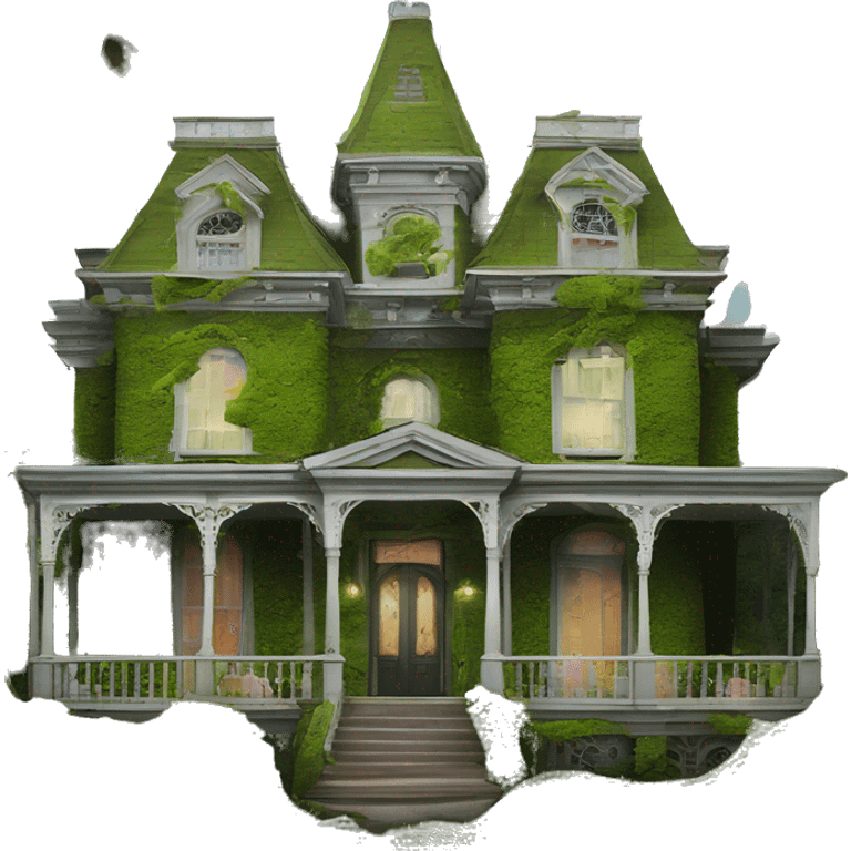 Barbie’s Queen Anne Victorian haunted mossy overgrown mansion emoji