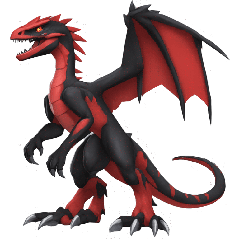  Cool Edgy Black Red Digimon-Fakemon-Guilmon-Velociraptor-Dragon full body emoji