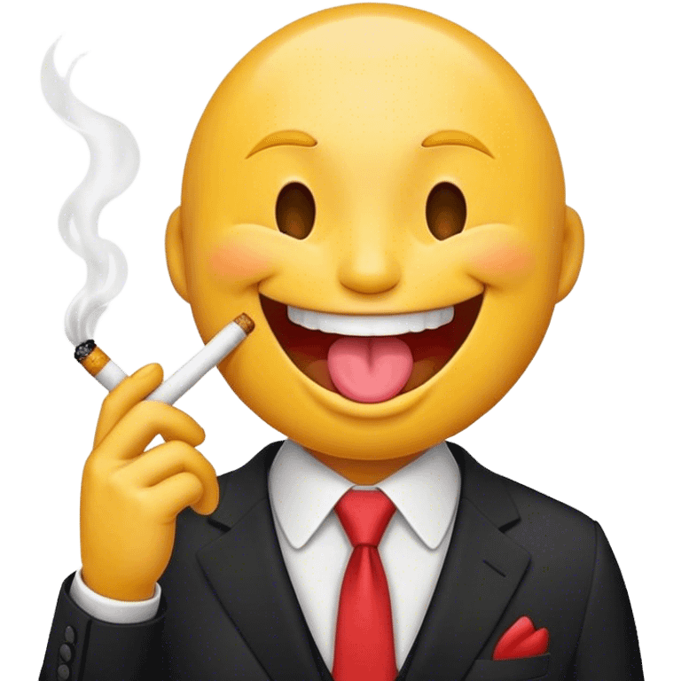 a laughin emoji sickinghis oune out ith asuit on holding a cigarate emoji