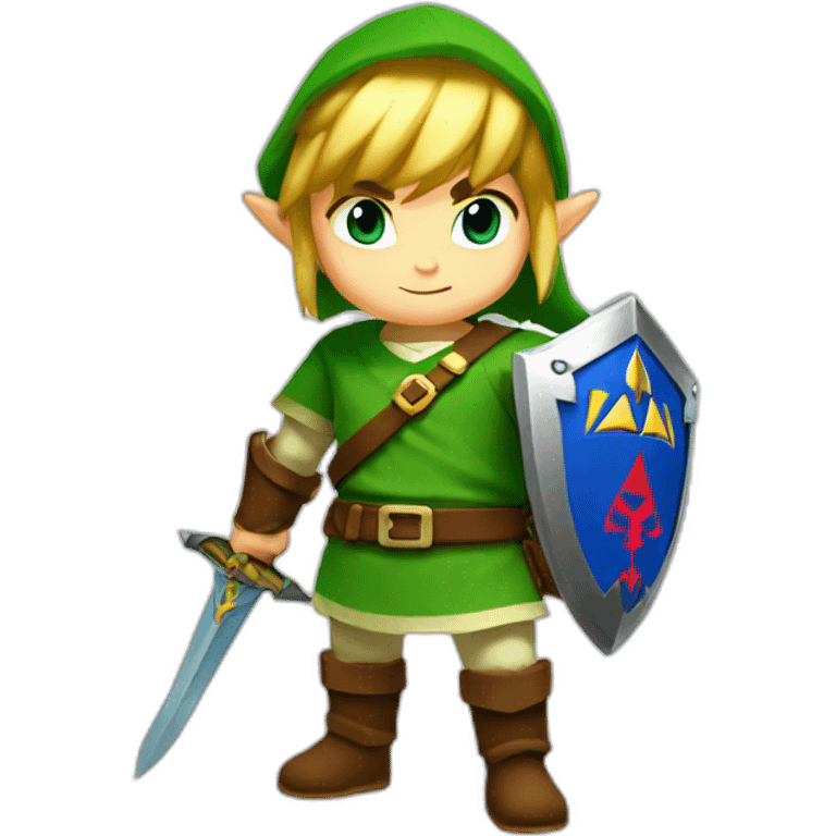 Zelda baby link standing with sword and shield emoji