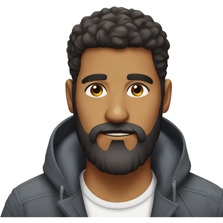 bold guy with a full beard, brown eyes olive skin, bushy eyebrows emoji