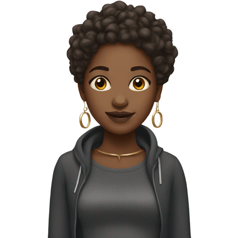 Black girl with curly hair and hoop earrings emoji