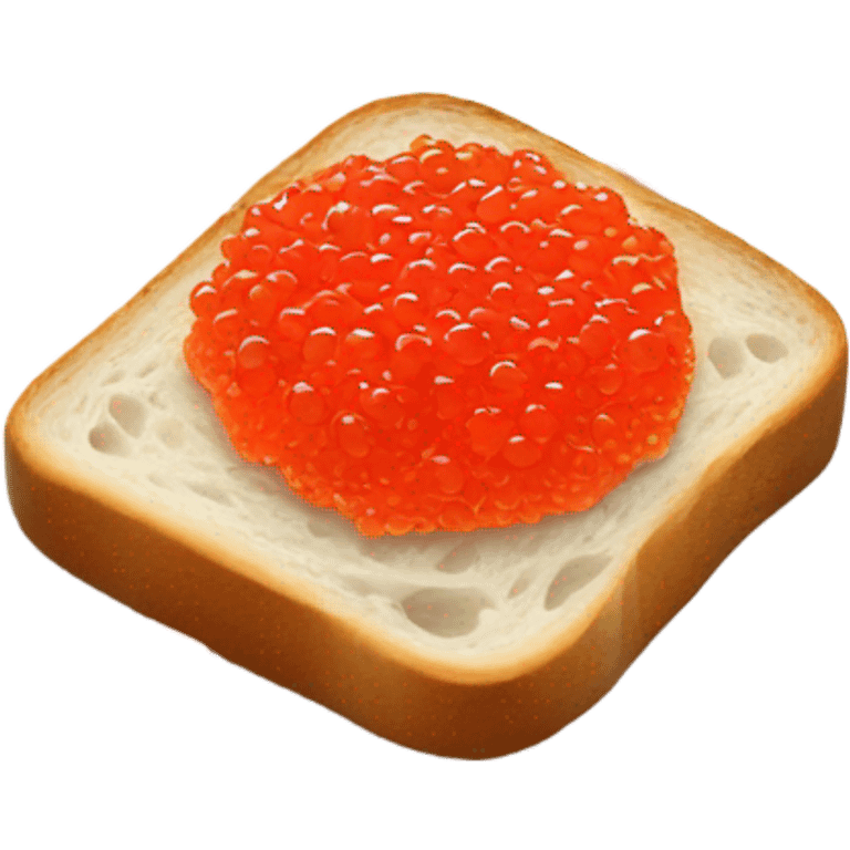 Fresh red caviar on bread, one, white background  emoji