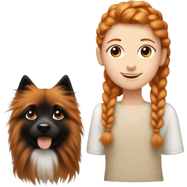 Ginger girl with braided hair and black spitz emoji