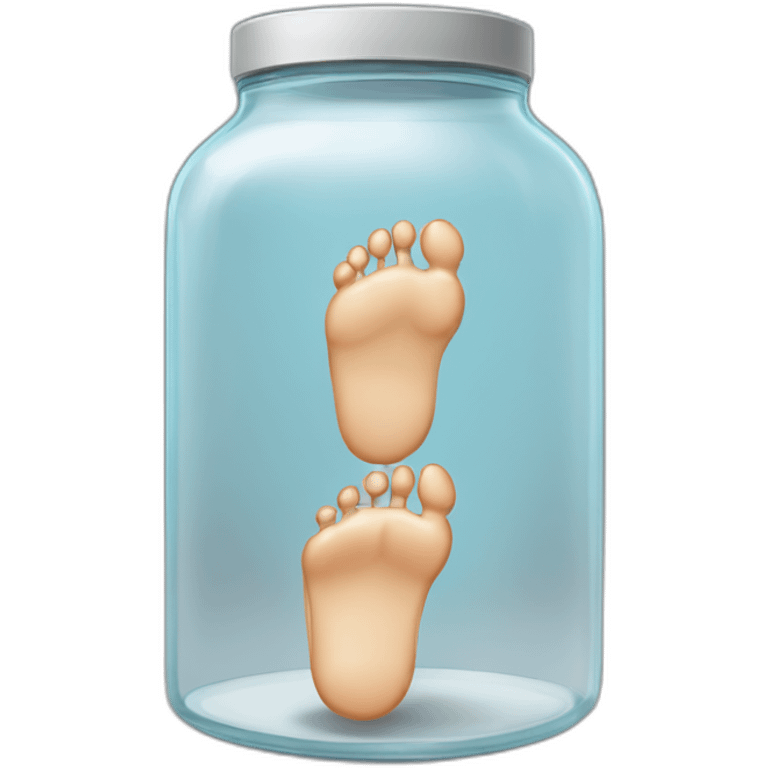 human feet and ankles standing on the floor with an empty transparent jar between them,outside,to the left and to the right,front view emoji