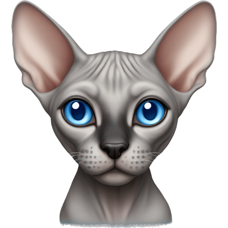 grey sphynx cat with blue eyes and black nose emoji