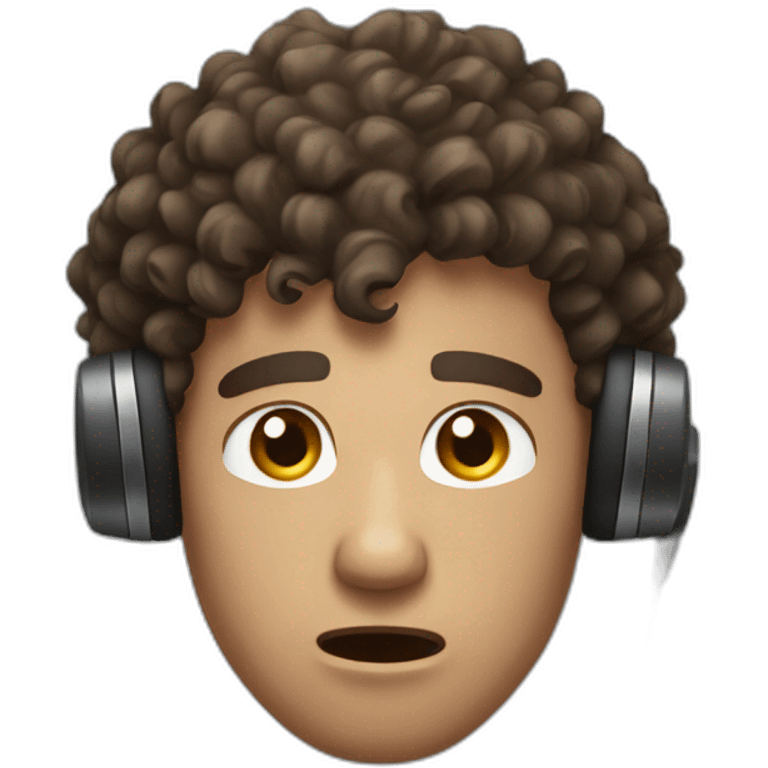 very angry curly brown short hair guy with a headset emoji