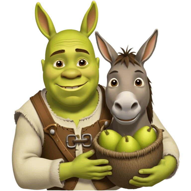 Shrek holding donkeys buřt emoji