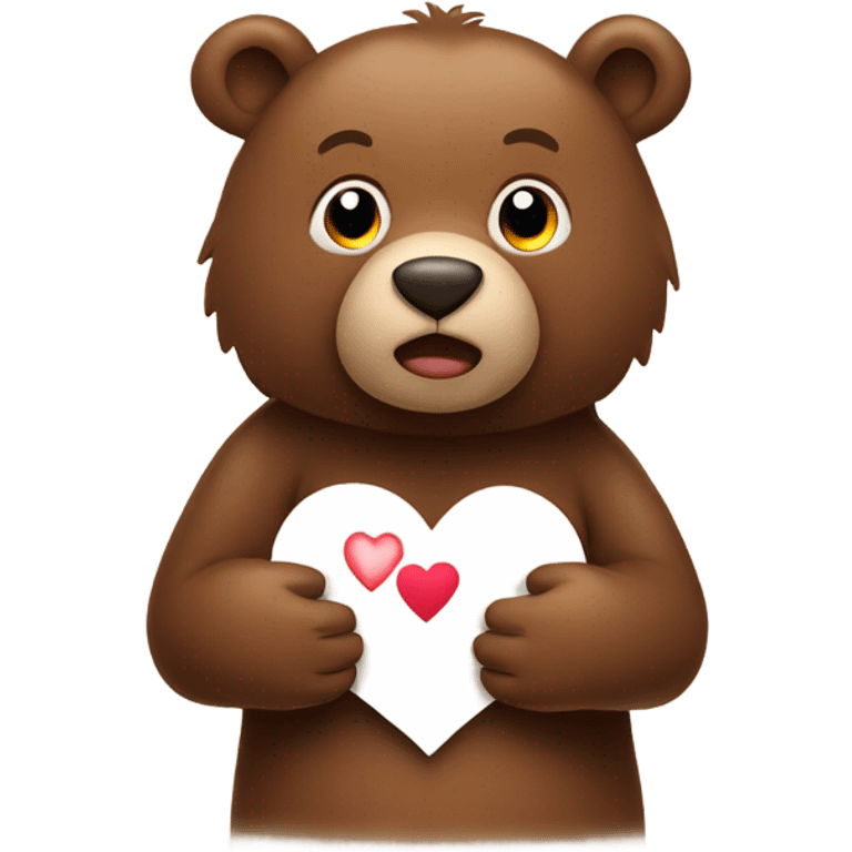 brown bear holding a heart  emoji