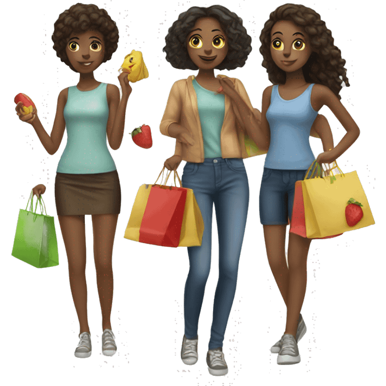 girl with her friends shopping  emoji