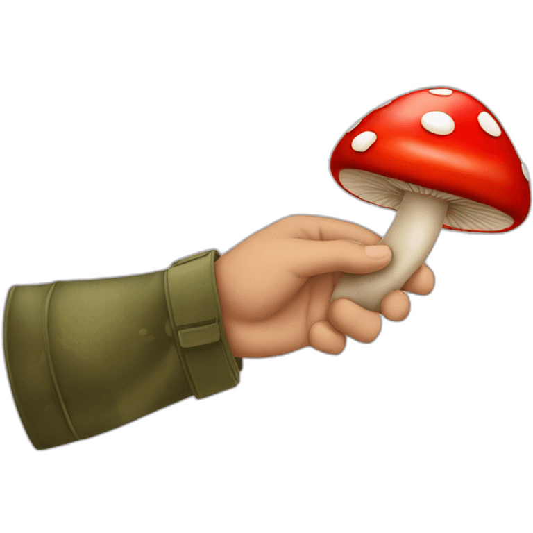 soldier hand holding overtrip red mushroom emoji