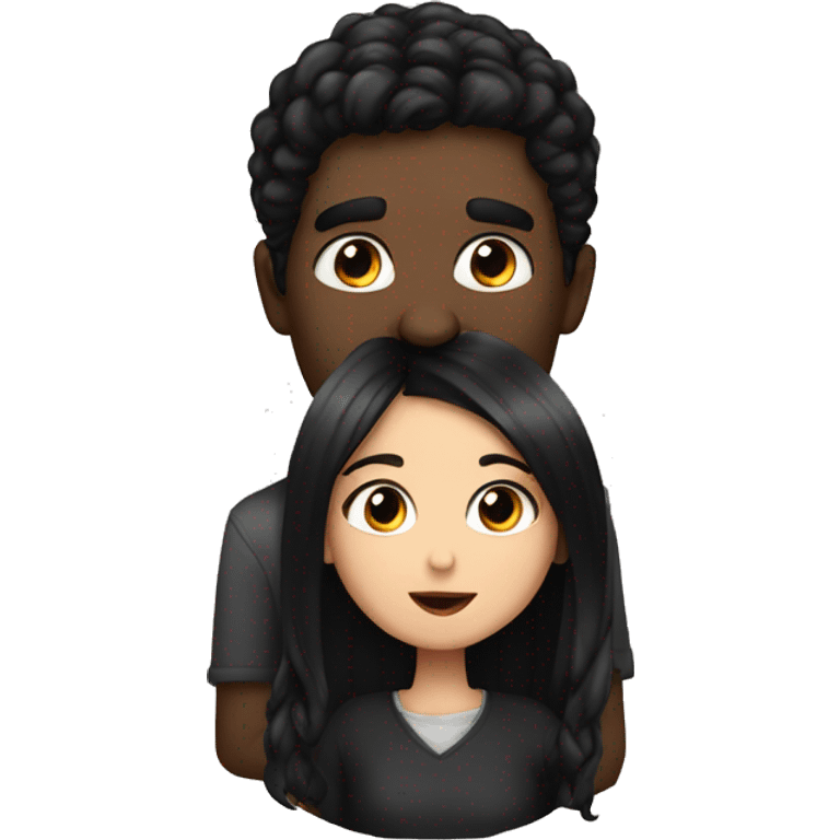 European man with Black Haie kissed a european Girl with black hair  emoji