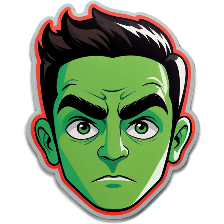 Green face with eyebrow up  emoji