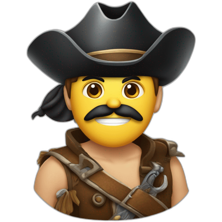 Pirata de piel clara, sombrero pirata, con un loro en el hombro, y parche en el ojo emoji